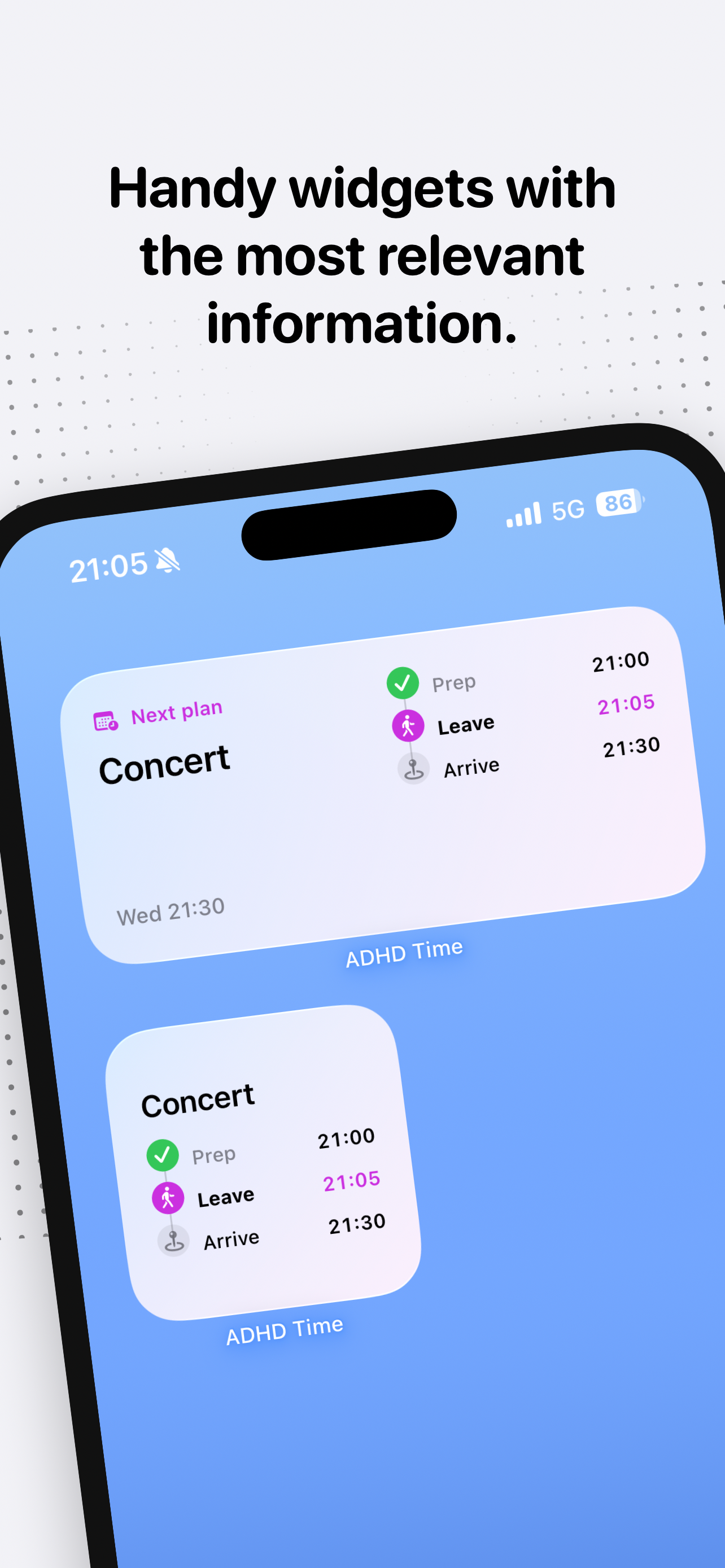 phone screen showing home screen widgets